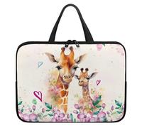 Treer Giraffe Print Laptop Bag, 10-17Inch Tote Bag for Women Men, Waterproof Laptop Case with Zippered, Large Scratch and Dust Resistant Computer Sleeve for Business, School (Beige,17 inch)