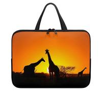 Treer Giraffe Print Laptop Bag, 10-17Inch Tote Bag for Women Men, Waterproof Laptop Case with Zippered, Large Scratch and Dust Resistant Computer Sleeve for Business, School (Orange 1,12 inch)