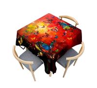 Treer Gradient Colorful Butterfly Antifouling Table Cloth, Washable Table Cloth Wipe Clean, Square Splash Proof Tablecloth, Tablecloths for Kitchen Decoration Outdoor Picnic (Colorful 2,120x120cm)