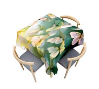 Treer Gradient Colorful Butterfly Antifouling Table Cloth, Washable Table Cloth Wipe Clean, Square Splash Proof Tablecloth, Tablecloths for Kitchen Decoration Outdoor Picnic (Green,60x60cm)