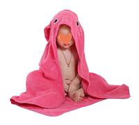 Treer Hooded Baby Towel Bathrobe, Newborns Boys Girls Cotton Soft Towel Blanket Cloak with Cute Cartoon Animal Hat Design for Baby Shower Bathing Beach Swimming (110x110cm,Rose Red)