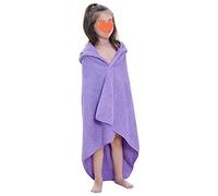 Treer Hooded Baby Towel Bathrobe, Newborns Boys Girls Cotton Soft Towel Blanket Cloak with Solid Color Cute Cartoon Animal Design for Baby Shower Bathing Beach Swimming (90x90cm,Coral Purple)