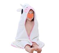Treer Hooded Baby Towel Bathrobe, Newborns Boys Girls Cotton Soft Towel Blanket Cloak with Solid Color Cute Cartoon Animal Design for Baby Shower Bathing Beach Swimming (90x90cm,Cow Color)