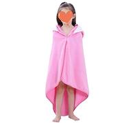 Treer Hooded Baby Towel Bathrobe, Newborns Boys Girls Cotton Soft Towel Blanket Cloak with Solid Color Cute Cartoon Animal Design for Baby Shower Bathing Beach Swimming (90x90cm,Light Pink)