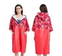 Treer Hooded Towel Adult,Changing Bath Robe,Surf Poncho Towel with Zipper, Microfibre Changing Robe Oversized Poncho for Women Men Swimming Surfing (Red camouflage,75 * 112cm)