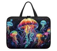 Treer Jellyfish Print Laptop Bag, 10-17Inch Tote Bag for Women Men, Waterproof Laptop Case with Zippered, Large Scratch and Dust Resistant Computer Sleeve for Business, School (Orange 2,15 inch)