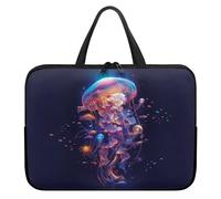 Treer Jellyfish Print Laptop Bag, 10-17Inch Tote Bag for Women Men, Waterproof Laptop Case with Zippered, Large Scratch and Dust Resistant Computer Sleeve for Business, School (Orange 1,12 inch)