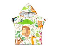 Treer Kids Hooded Towel Poncho, Children's Cartoon Light Weight Microfiber Changing Robe hooded Boys and Girls Hooded Towelling Poncho Surf Wetsuit Changing (60x60cm,Giraffe)