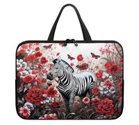 Treer Laptop Bag, Zebra Print 10-17Inch Tote Bag for Women Men, Waterproof Laptop Case with Zippered, Large Scratch and Dust Resistant Computer Sleeve for Business, Office, School (Red,12 inch)