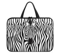 Treer Laptop Bag, Zebra Print 10-17Inch Tote Bag for Women Men, Waterproof Laptop Case with Zippered, Large Scratch and Dust Resistant Computer Sleeve for Business, Office, School (White,15 inch)
