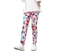 Treer Leggings for Girls 4-12 Years Stretch Polyester 3D Trendy Print Tights Full Length Breathable Soft Lightweight Trousers Casual Pants Kids Children Teen Leggings (Pink Butterfly,7-8T)