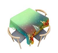 Treer Merry Christmas Print Antifouling Table Cloth, Washable Table Cloth Wipe Clean, Square Splash Proof Tablecloth, Tablecloths for Kitchen Decoration Outdoor Picnic (Green,180x180cm)