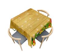 Treer Merry Christmas Print Antifouling Table Cloth, Washable Table Cloth Wipe Clean, Square Splash Proof Tablecloth, Tablecloths for Kitchen Decoration Outdoor Picnic (Wood Grain,60x60cm)