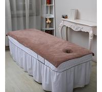 Treer Microfiber Massage Table Massage Bed Sheet Beauty Beauty Couch Cover with Face Hole Premium Spa Bed Towel Durable Washable for Treatment Salons Chiropractors (Light Brown,100x200cm)