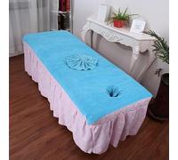 Treer Microfiber Massage Table Massage Bed Sheet Beauty Beauty Couch Cover with Face Hole Premium Spa Bed Towel Durable Washable for Treatment Salons Chiropractors (Blue,90x190cm)
