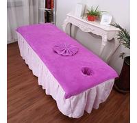 Treer Microfiber Massage Table Massage Bed Sheet Beauty Beauty Couch Cover with Face Hole Premium Spa Bed Towel Durable Washable for Treatment Salons Chiropractors (Purple,120x210cm)