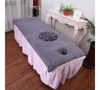 Treer Microfiber Massage Table Massage Bed Sheet Beauty Beauty Couch Cover with Face Hole Premium Spa Bed Towel Durable Washable for Treatment Salons Chiropractors (Gray,120x210cm)