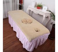 Treer Microfiber Massage Table Massage Bed Sheet Beauty Beauty Couch Cover with Face Hole Premium Spa Bed Towel Durable Washable for Treatment Salons Chiropractors (Khaki,90x190cm)