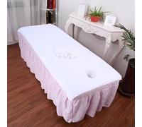 Treer Microfiber Massage Table Massage Bed Sheet Beauty Beauty Couch Cover with Face Hole Premium Spa Bed Towel Durable Washable for Treatment Salons Chiropractors (White,100x200cm)