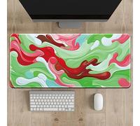 Treer Mouse Mat, Large Mouse Mat with Sewn Edges,Colorful Abstract Style Mouse Pad XXL/XL/L, Gaming Mouse Pad with Non-Slip Base, Mousepad Suitable for Office and Home (red white,1000x500mm)