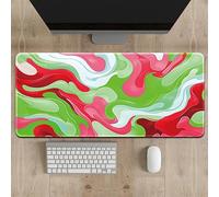 Treer Mouse Mat, Large Mouse Mat with Sewn Edges,Colorful Abstract Style Mouse Pad XXL/XL/L, Gaming Mouse Pad with Non-Slip Base, Mousepad Suitable for Office and Home (red green,900x400mm)