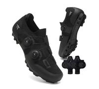 Treer MTB Cycling Shoes Mens Womens Mountain Bikes Cycle Trainers Shoes Compatible SPD, with 4 Holes Cleats, Spin Bike for Indoor Outdoor | 4-12 UK, Spring and Summer (Black,11)