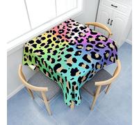 Treer Multicolor Leopard Print Square Table Cloth, Wipe Clean Tablecloth, Splash Proof Tablecloths, Washable Table Cloths for Kitchen Decoration Picnic Birthday Wedding (Gradient,100x100cm)