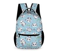 Treer Nylon Kids Backpack 3D Panda Boys Backpack, Large Waterproof Girls Backpacks, 3-14 Years Children's Backpacks Personalised Rucksack for School Travel Holiday (Sky Blue,43x32x15cm)