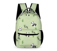 Treer Nylon Kids Backpack 3D Panda Boys Backpack, Large Waterproof Girls Backpacks, 3-14 Years Children's Backpacks Personalised Rucksack for School Travel Holiday (Green,43x32x15cm)