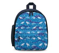 Treer Nylon Kids Backpack Black Boys Backpack, Cartoon Shark Print Waterproof Girls Backpacks, 3-10 Years Children's Backpacks Personalised Rucksack for School Travel Holiday (Sharks 7,32x24x15cm)