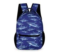 Treer Nylon Kids Backpack Cartoon Shark Print Boys Backpack, Large Waterproof Girls Backpacks, 3-14 Years Children's Backpacks Personalised Rucksack for School Travel Holiday (Sharks 6,43x32x15cm)