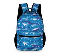 Treer Nylon Kids Backpack Cartoon Shark Print Boys Backpack, Large Waterproof Girls Backpacks, 3-14 Years Children's Backpacks Personalised Rucksack for School Travel Holiday (Sharks 7,43x32x15cm)