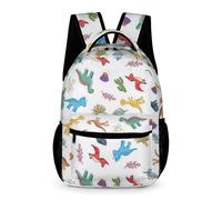 Treer Nylon Kids Backpack Dinosaurs Print Boys Backpack, Large Waterproof Girls Backpacks, 3-14 Years Children's Backpacks Personalised Rucksack for School Travel Holiday (White 2,43x32x15cm)