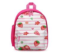 Treer Nylon Kids Backpack Pink Girls Backpack, Waterproof Boys Backpacks, 3-10 Years Children's Backpacks Personalised Rucksack for School Travel Holiday (Strawberry 1,32x24x15cm)