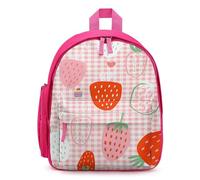 Treer Nylon Kids Backpack Pink Girls Backpack, Waterproof Boys Backpacks, 3-10 Years Children's Backpacks Personalised Rucksack for School Travel Holiday (Strawberry 2,32x24x15cm)