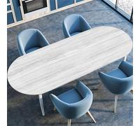 Treer Oval Fitted Tablecloth with Elastic Edge, Wooden Board Texture Stain-Resistant Wipeable oval Table Cloth, Washable oval Tablecloths for Kitchen Dinning Tabletop Outdoor (Gray,36"x60")