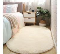 Treer Oval Rugs Living Room, Area Rugs for Bedroom, Anti Slip Washable Extra Large Shaggy Thick Pile Rug Fluffy Modern Floor Carpets Mat Bedside Rugs for Kids Room (beige,60x200cm)