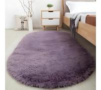 Treer Oval Rugs Living Room, Area Rugs for Bedroom, Anti Slip Washable Extra Large Shaggy Thick Pile Rug Fluffy Modern Floor Carpets Mat Bedside Rugs for Kids Room (gray purple,60x200cm)