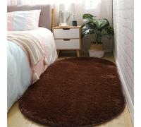 Treer Oval Rugs Living Room, Area Rugs for Bedroom, Anti Slip Washable Extra Large Shaggy Thick Pile Rug Fluffy Modern Floor Carpets Mat Bedside Rugs for Kids Room (brown,40x60cm)