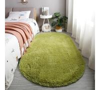 Treer Oval Rugs Living Room, Area Rugs for Bedroom,Solid Color Anti Slip Washable Extra Large Shaggy Thick Pile Rug Fluffy Modern Floor Carpets Mat Bedside Rugs for Kids Room (50x80cm,Grass green)