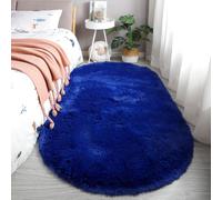 Treer Oval Rugs Living Room, Area Rugs for Bedroom,Solid Color Anti Slip Washable Extra Large Shaggy Thick Pile Rug Fluffy Modern Floor Carpets Mat Bedside Rugs for Kids Room (80x200cm,Royal blue)
