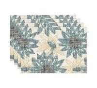 Treer Placemats Set of 2/4/6/8, Place Mats for Table Washable Stain Resistant 30x45cm Table Mats Dinner Table Decorations Green Plant for Restaurant Kitchen Dining Wedding Decor (Graffiti,6 pcs)