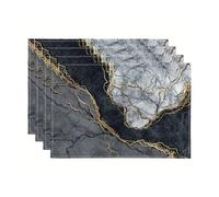 Treer Placemats Set of 2/4/6/8 Place Mats for Table Washable Stain Resistant 30x45cm Table Mats Dinner Table Decorations for Restaurant Kitchen Dining Wedding Decor - Classic Marble (Black,8 pcs)