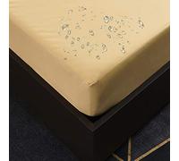 Treer Plain Waterproof Mattress Protector Microfiber Breathable Fitted Sheets with all Around Elastics - 30cm Depth Pocket - for Single, Double, King Size Mattress (Beige,180x200cm)