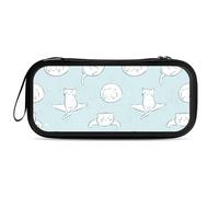 Treer Protective Carrying Case for Nintendo Switch 2, Reversible Cartoon Cat Printed Travel Carry Case Hard Shell Protective Pouch with Carry Handle and 10 Game Cards Storage (Light Blue)