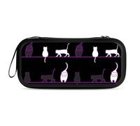 Treer Protective Carrying Case for Nintendo Switch 2, Reversible Cartoon Cat Printed Travel Carry Case Hard Shell Protective Pouch with Carry Handle and 10 Game Cards Storage (Purple)