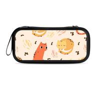 Treer Protective Carrying Case for Nintendo Switch 2, Reversible Cartoon Cat Printed Travel Carry Case Hard Shell Protective Pouch with Carry Handle and 10 Game Cards Storage (Orange)