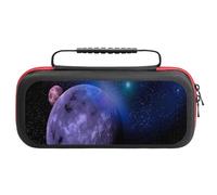 Treer Protective Carrying Case for Nintendo Switch, 3D Printing Travel Carry Case Hard Shell Protective Pouch with Carry Handle and 20 Game Cards Storage (Purple Planet)