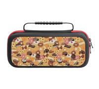 Treer Protective Carrying Case for Nintendo Switch, 3D Printing Travel Carry Case Hard Shell Protective Pouch with Carry Handle and 20 Game Cards Storage (Donut)