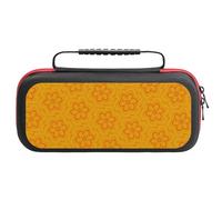 Treer Protective Carrying Case for Nintendo Switch, Abstract Floral Print Travel Carry Case Hard Shell Protective Pouch with Carry Handle and 20 Game Cards Storage (Orange)